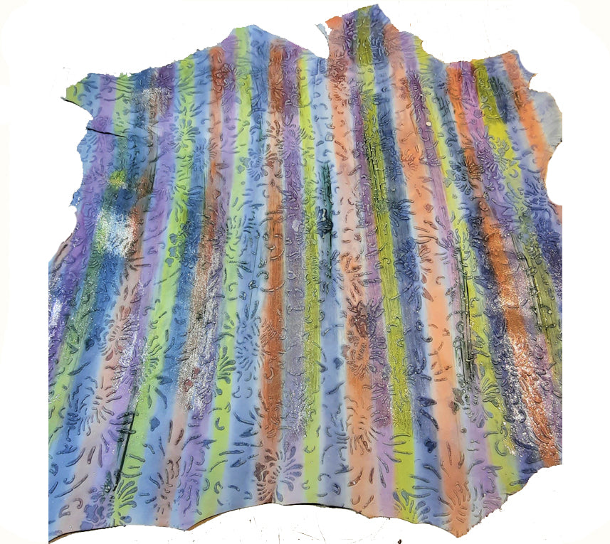 Pelle dipinta a mano Multicolor