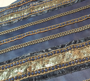 Pannello di pelle Blu con Passamanerie
