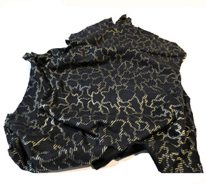 Pelle scamosciata nera Stmpa oro